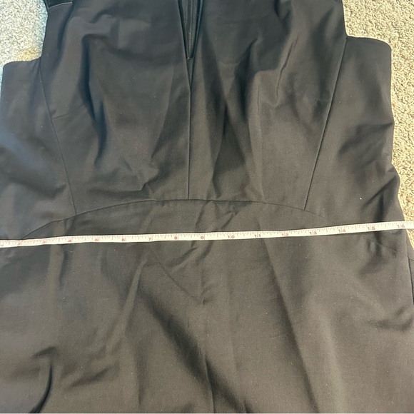 Lafayette 148 New York Black Dress 8 LBD leather trim cocktail contemporary - Picture 9 of 12